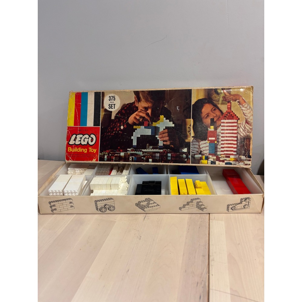 Vintage LEGO Building Toy Set No. 375 Samsonite Era 1960s Incomplete w/ Box